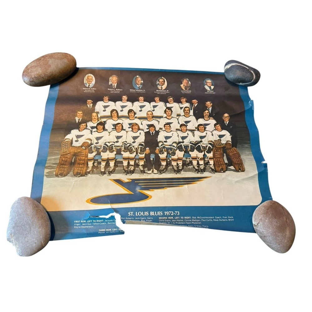 Vintage St. Louis Blues 1972-73 Team Poster NHL Hockey Plager Stephenson READ